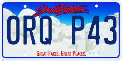 SD license plate 0RQP43