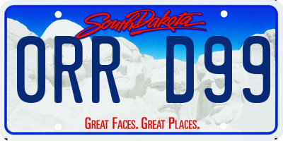 SD license plate 0RRD99