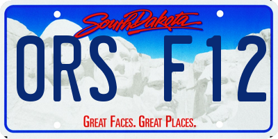 SD license plate 0RSF12