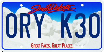 SD license plate 0RYK30