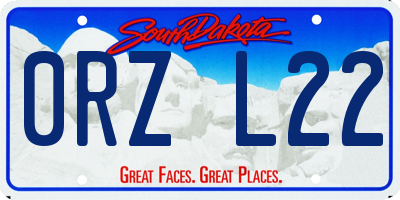 SD license plate 0RZL22