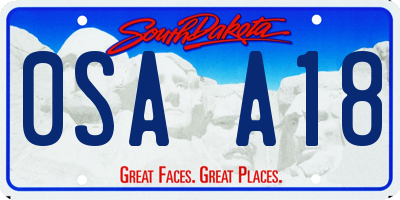 SD license plate 0SAA18