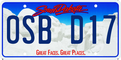 SD license plate 0SBD17