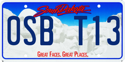 SD license plate 0SBT13