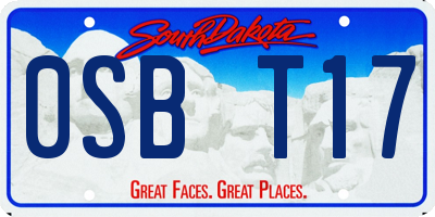 SD license plate 0SBT17