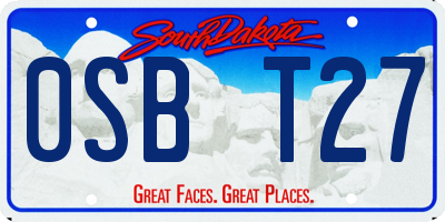 SD license plate 0SBT27