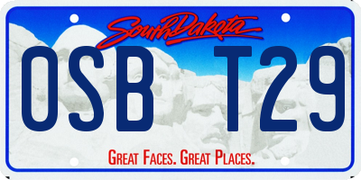 SD license plate 0SBT29