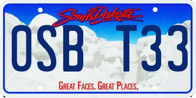 SD license plate 0SBT33