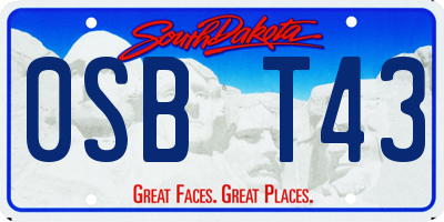 SD license plate 0SBT43