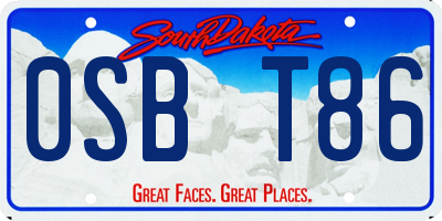 SD license plate 0SBT86