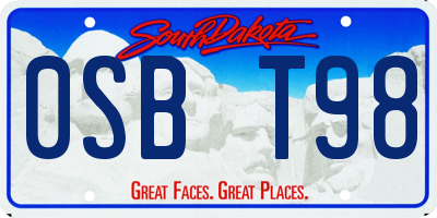 SD license plate 0SBT98