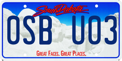 SD license plate 0SBU03