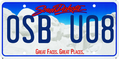 SD license plate 0SBU08