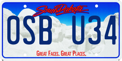 SD license plate 0SBU34