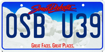 SD license plate 0SBU39