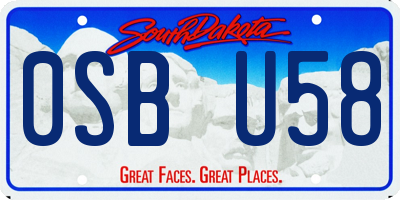 SD license plate 0SBU58