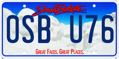 SD license plate 0SBU76