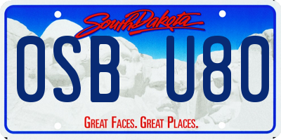 SD license plate 0SBU80