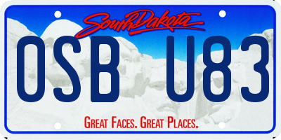 SD license plate 0SBU83