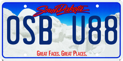 SD license plate 0SBU88