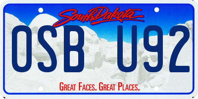SD license plate 0SBU92