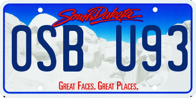 SD license plate 0SBU93
