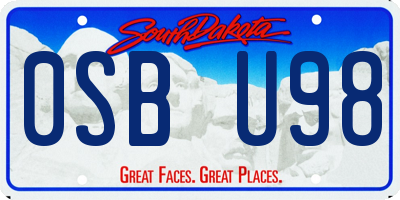 SD license plate 0SBU98