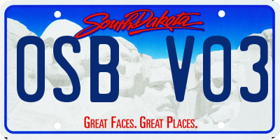 SD license plate 0SBV03