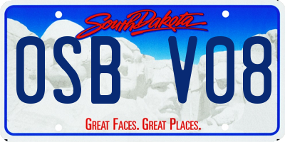 SD license plate 0SBV08