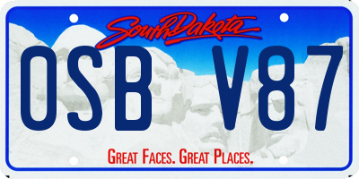 SD license plate 0SBV87