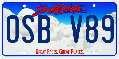 SD license plate 0SBV89