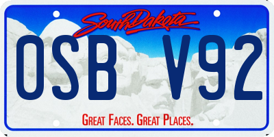 SD license plate 0SBV92