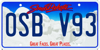 SD license plate 0SBV93