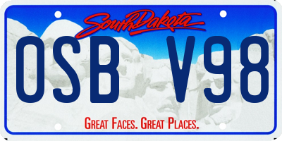 SD license plate 0SBV98