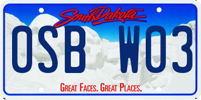 SD license plate 0SBW03