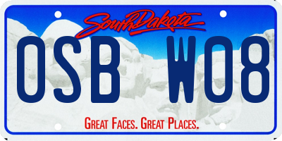 SD license plate 0SBW08