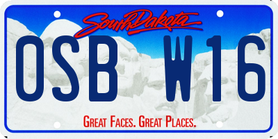SD license plate 0SBW16