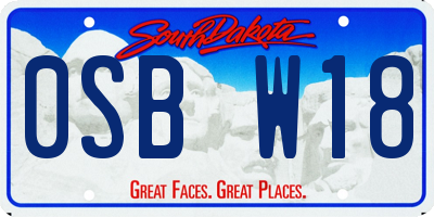SD license plate 0SBW18