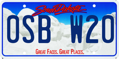 SD license plate 0SBW20