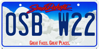 SD license plate 0SBW22