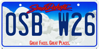 SD license plate 0SBW26