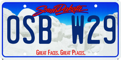 SD license plate 0SBW29