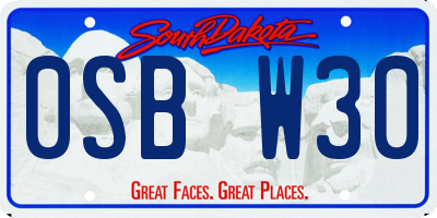 SD license plate 0SBW30