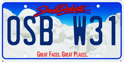 SD license plate 0SBW31