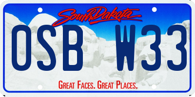 SD license plate 0SBW33