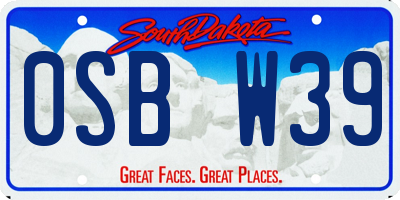 SD license plate 0SBW39