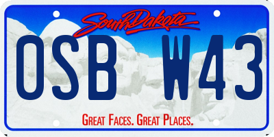 SD license plate 0SBW43