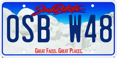 SD license plate 0SBW48
