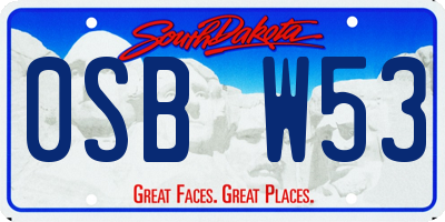 SD license plate 0SBW53