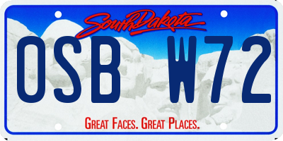 SD license plate 0SBW72